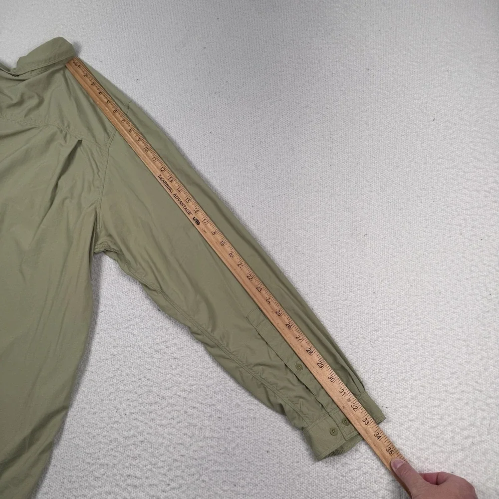 The North Face Shirt Men 2XL Ripstop‎ Button Up Roll Tab Sleeve Zip Pocket *Flaw